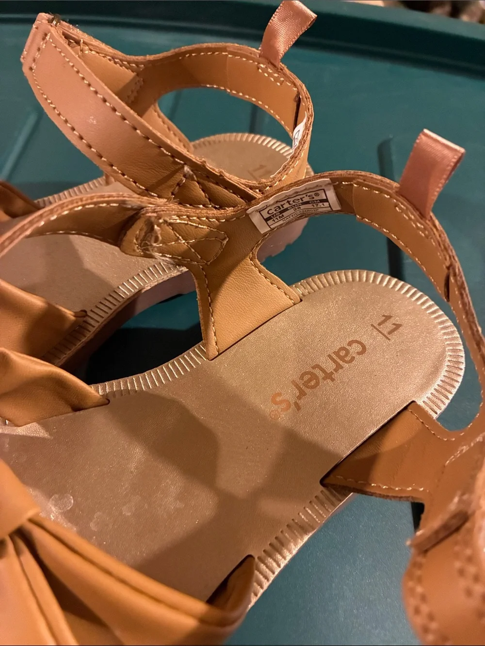 Carter's Girls' Tan Knot-Front Sandals with Buckle Strap